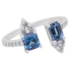 Intricate 1.34ct Tanzanites and Diamonds Ring in 18k White Gold - IGI Certified