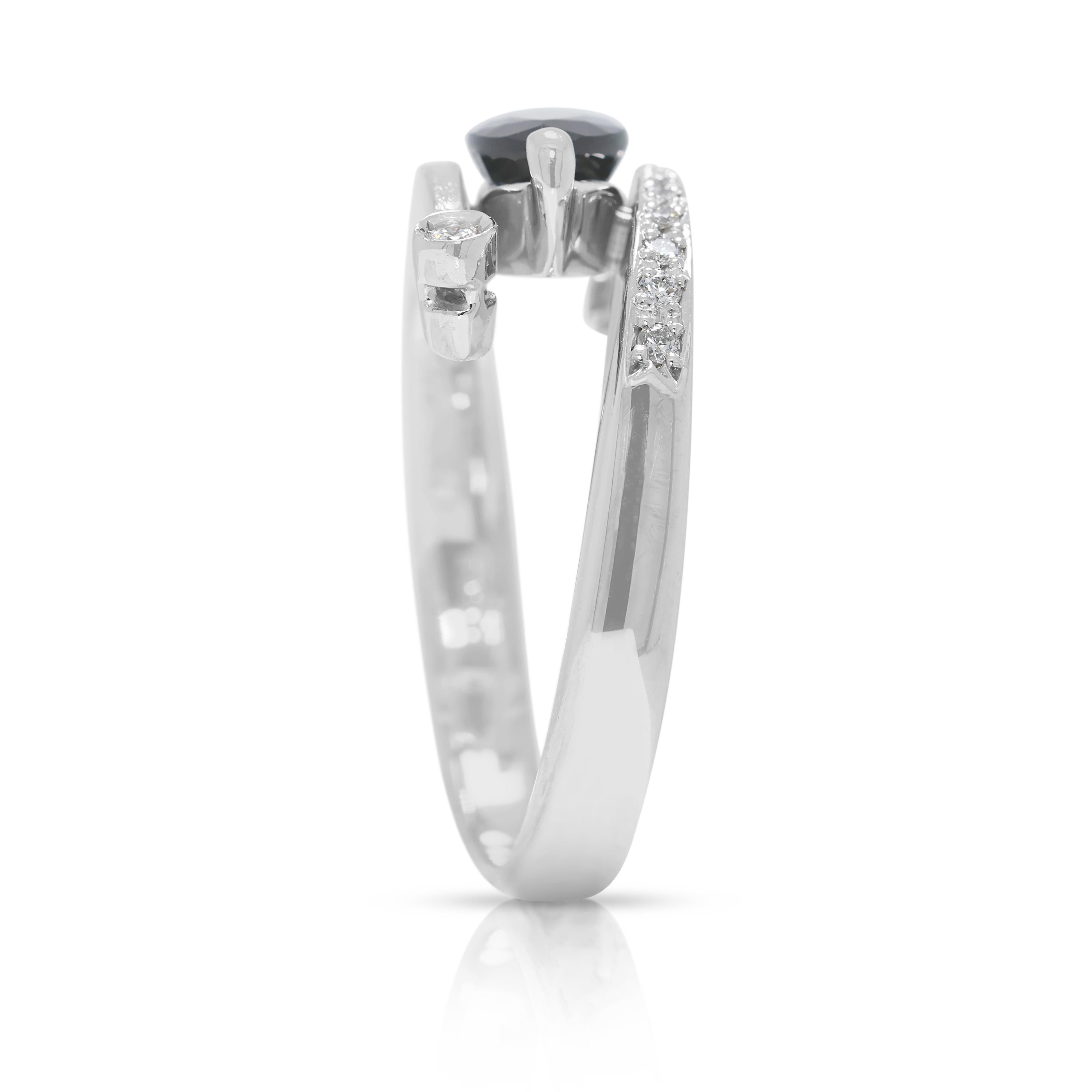 Women's Intricate 1.59ct Sapphire & Natural Diamond Platinum Ring For Sale