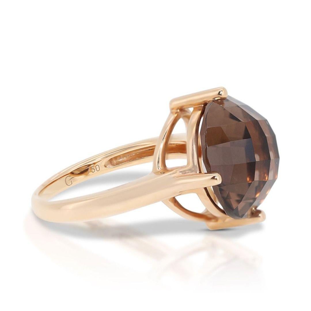 Intricate 18K Rose Gold Ring with Quartz and Diamonds For Sale 4