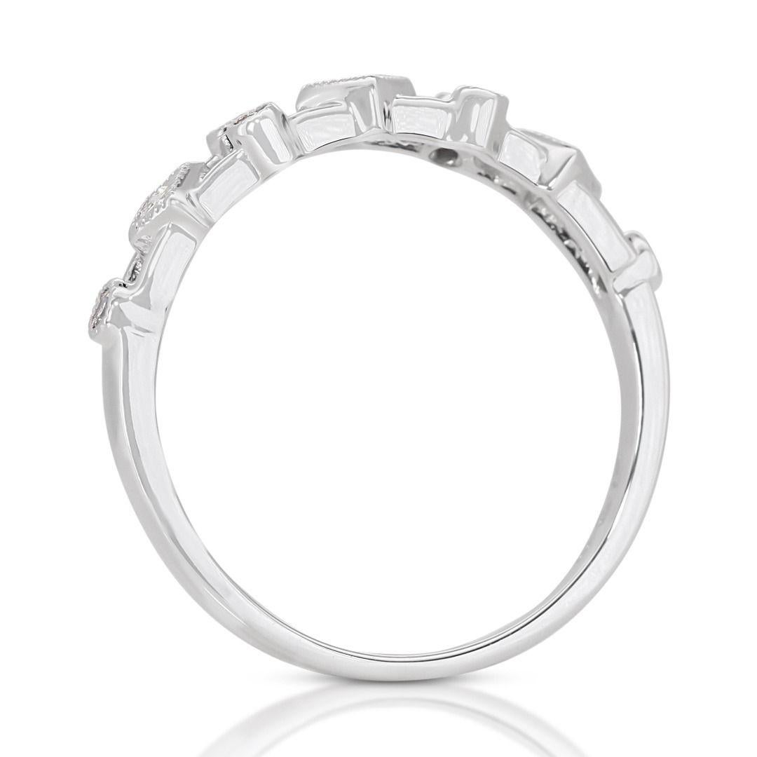 Intricate 18K White Gold Mixed Cut Diamond Ring For Sale 1