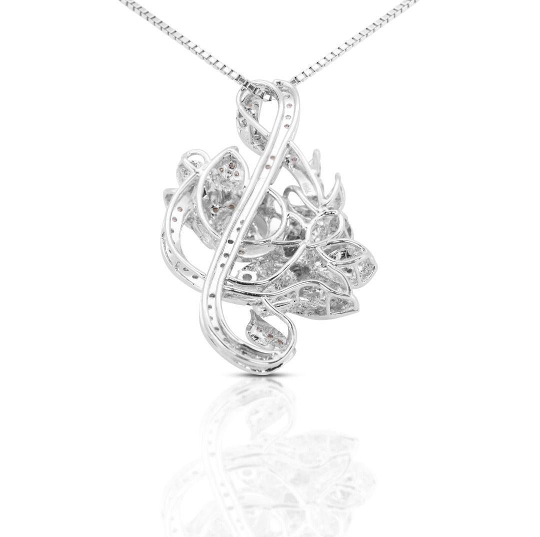 Intricate 18K White Gold Pendant with 1.60ct Natural Diamonds-Chain not included For Sale 1