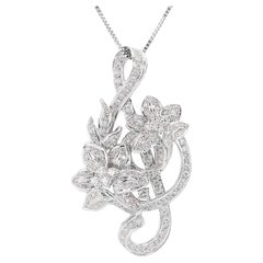 Intricate 18K White Gold Pendant with 1.60ct Natural Diamonds-Chain not included