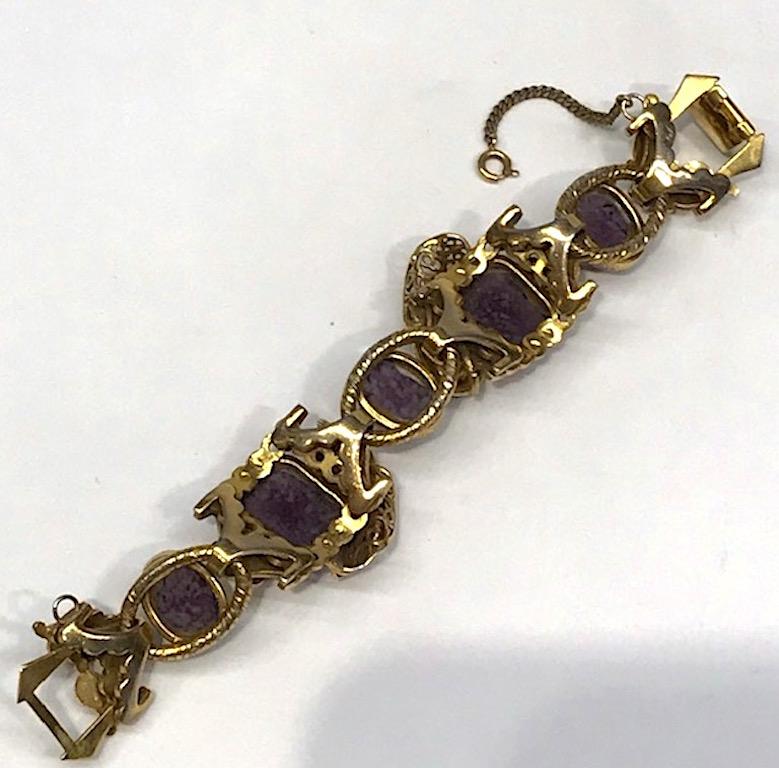 Intricate 1940s Bracelet with Purple Glass Stone, Henkel & Grosse 6