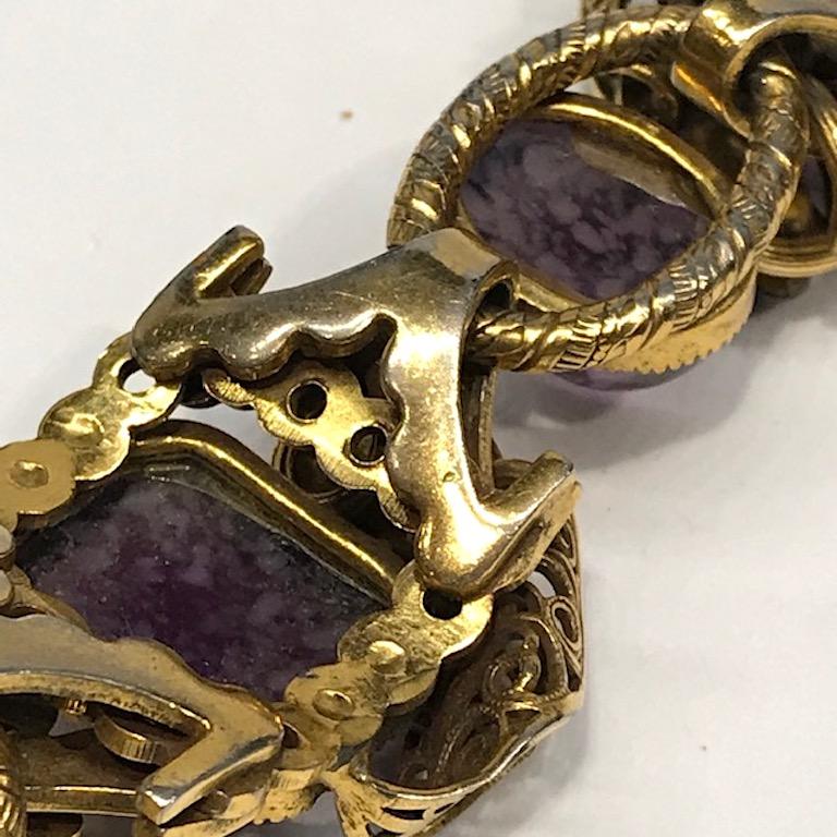 Intricate 1940s Bracelet with Purple Glass Stone, Henkel & Grosse 8