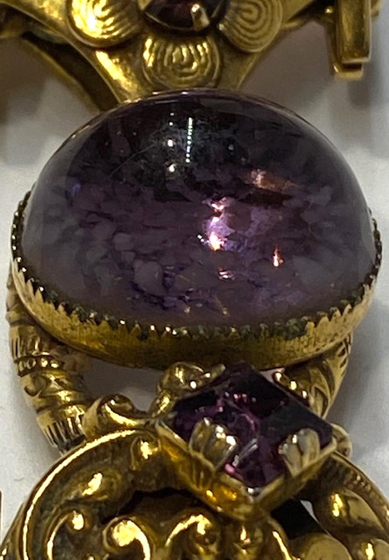 Intricate 1940s Bracelet with Purple Glass Stone, Henkel & Grosse 2