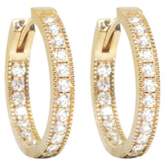 Intricate Brilliant Diamond 18 Karat Gold Hoop Earrings