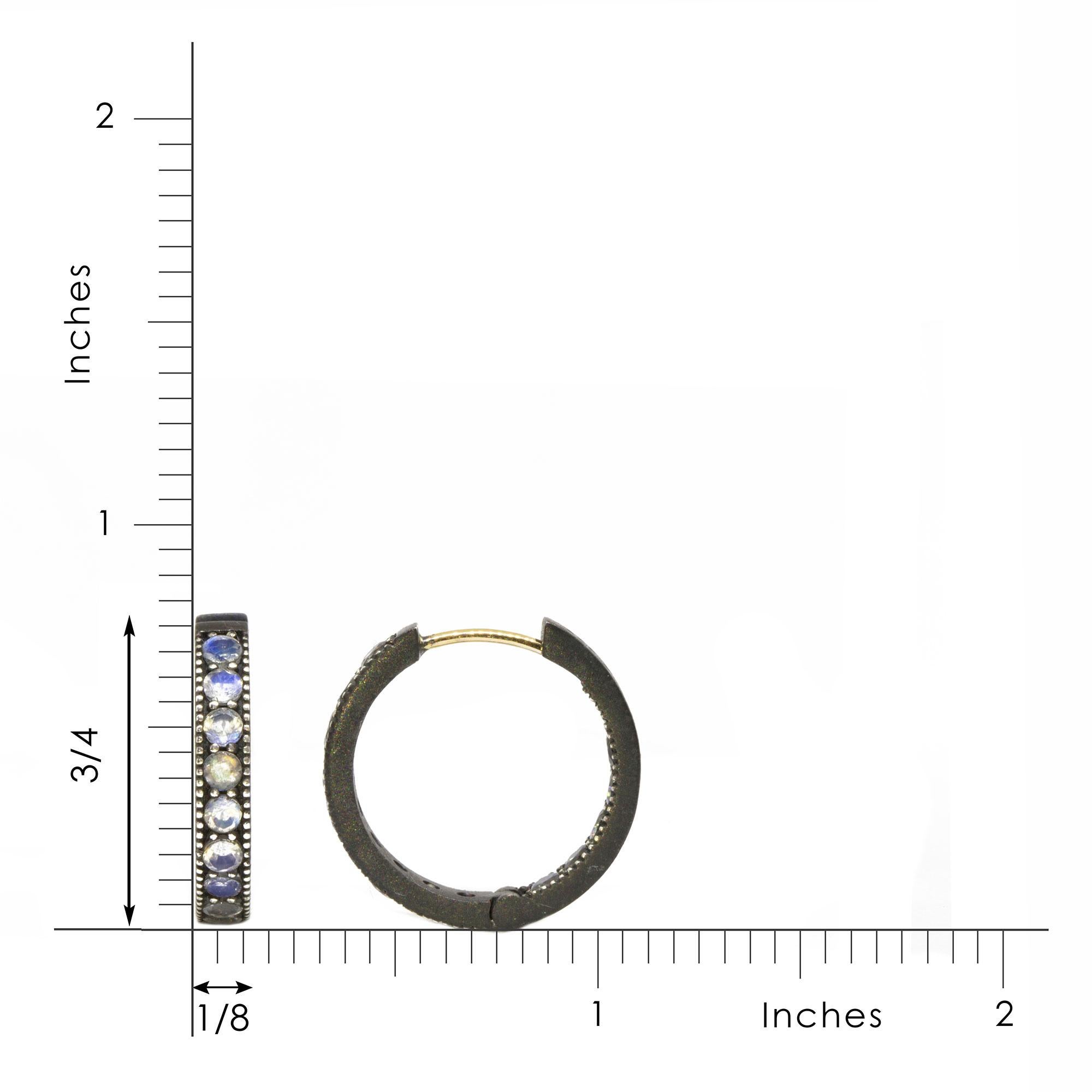 Aufwändige Mondstein-Ohrringe aus Gold und oxidiertem Zinn (Zeitgenössisch) im Angebot