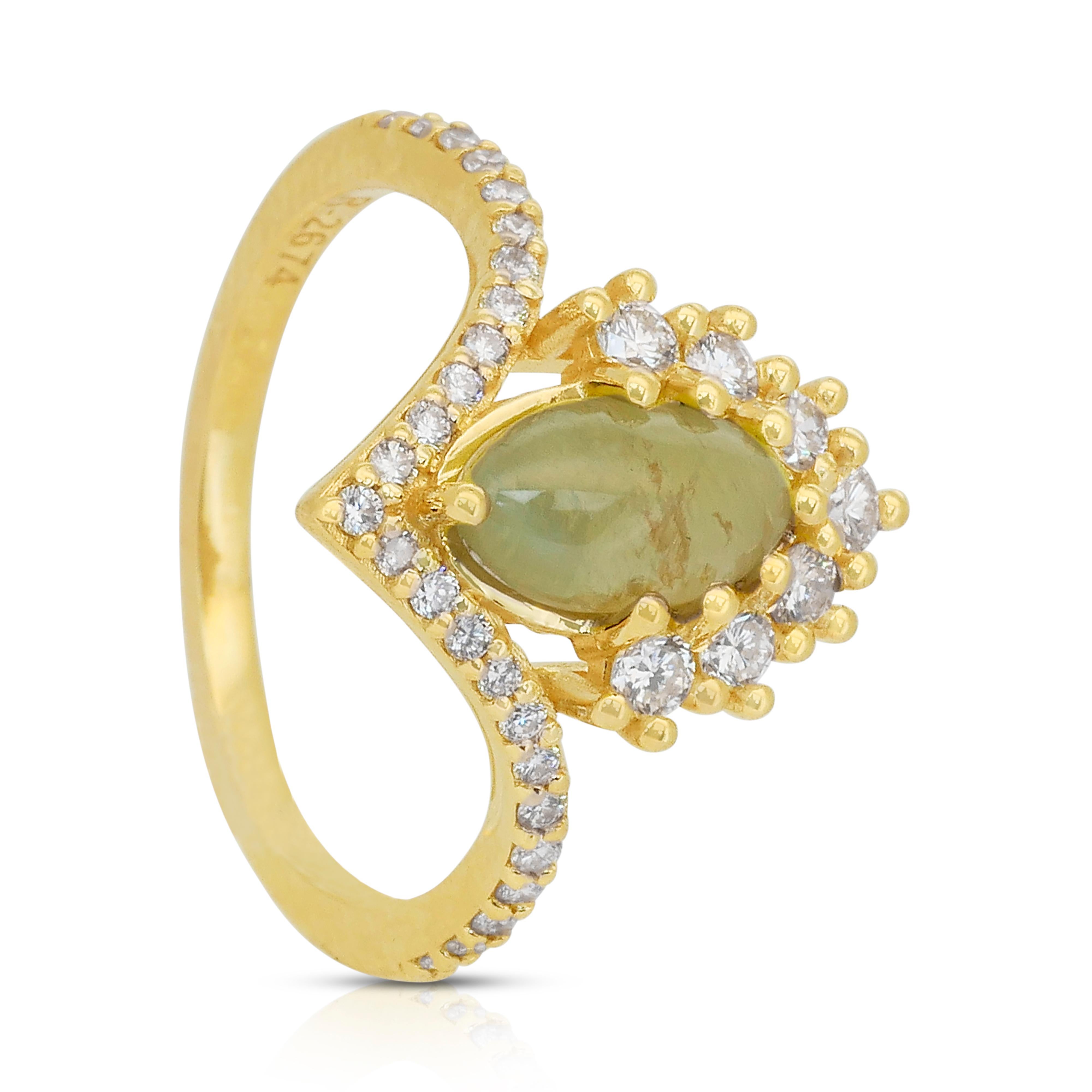 Intricato anello con crisoberillo e diamanti a occhio di gatto da 2,17 carati in oro giallo 18 carati in vendita 3