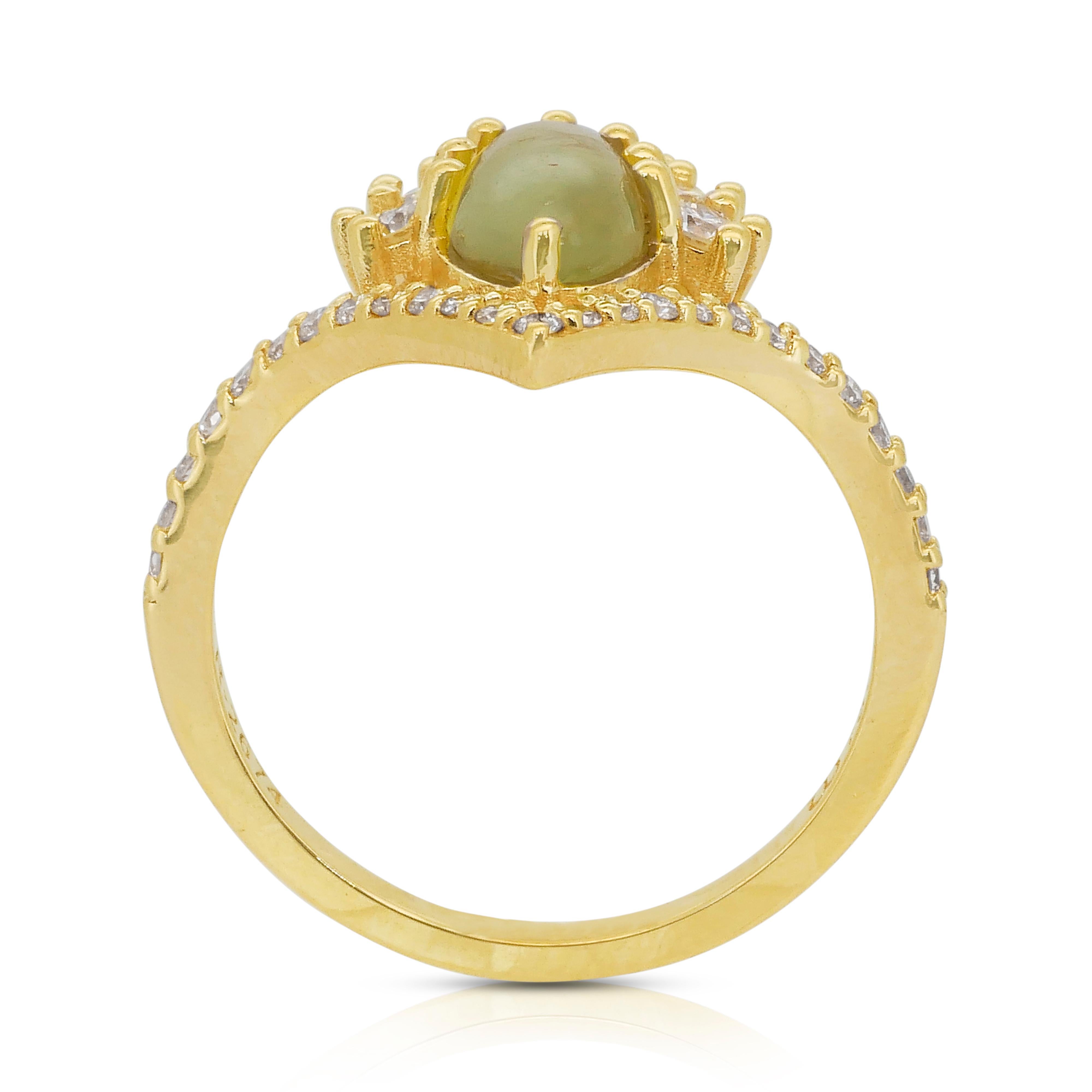 Intricato anello con crisoberillo e diamanti a occhio di gatto da 2,17 carati in oro giallo 18 carati in vendita 4