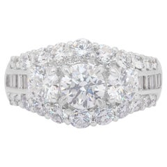 Intricate 3.11ct Diamonds Cluster Ring in 18k White Gold - IGI Certified