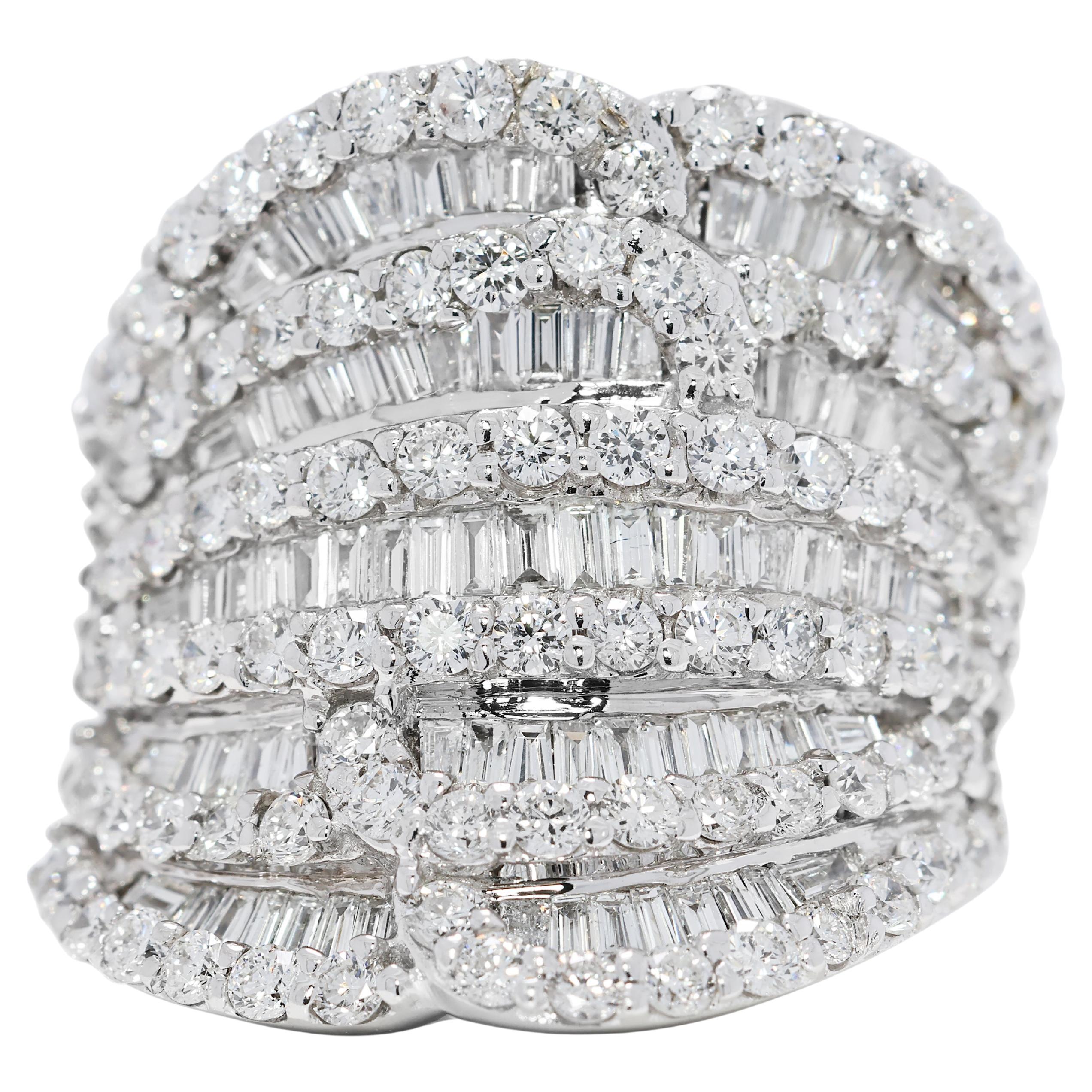 Intricate 3.26ct Natural Diamonds Cluster Ring in 18K White Gold