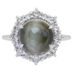 Aufwändiger Cocktailring mit 6,71 Karat Katzenauge Chrysoberyll und Diamanten