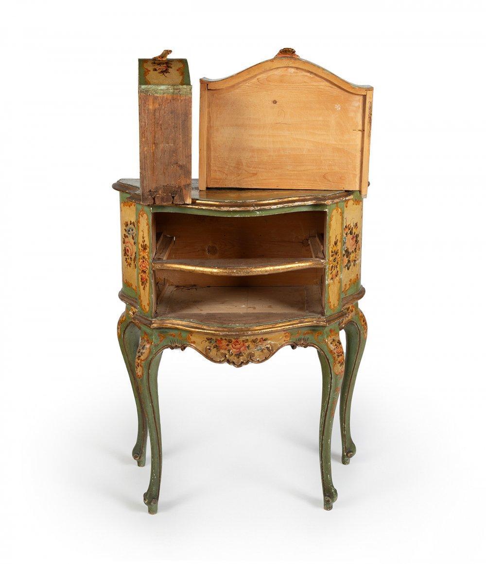 Polychromed Intricate and Beautiful Antique Hand-Painted Small Commode in Rococo Manner