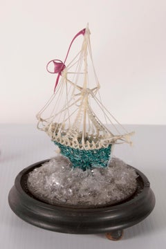 Intricate Blown Glass Ship, Late 19th Century