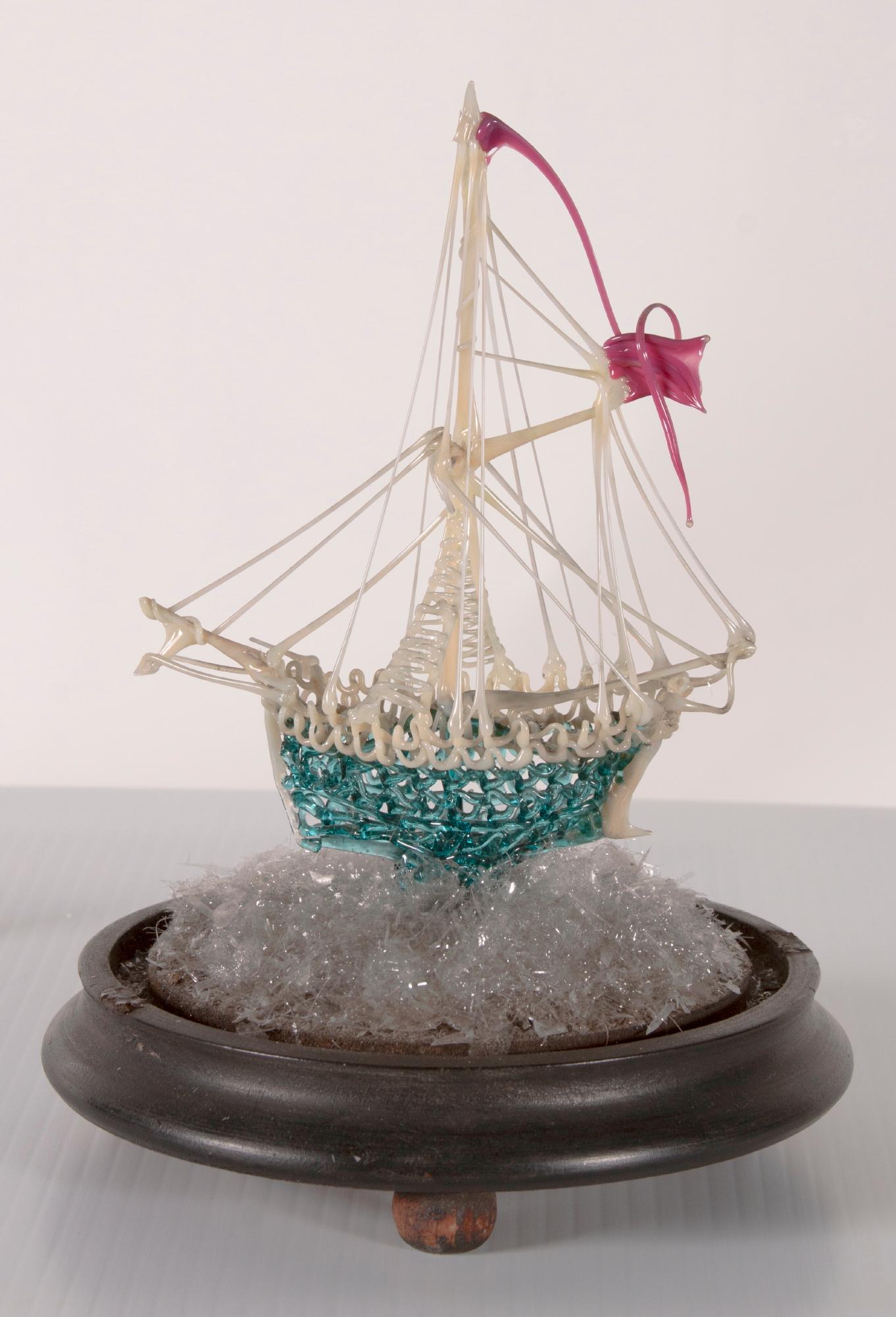 Intricate Blown Glass Ship, Late 19th Century For Sale 2