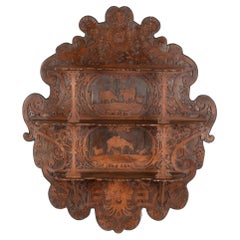 Intricate Carved Hanging Shelf with Animals and Knight, circa 1890-1910