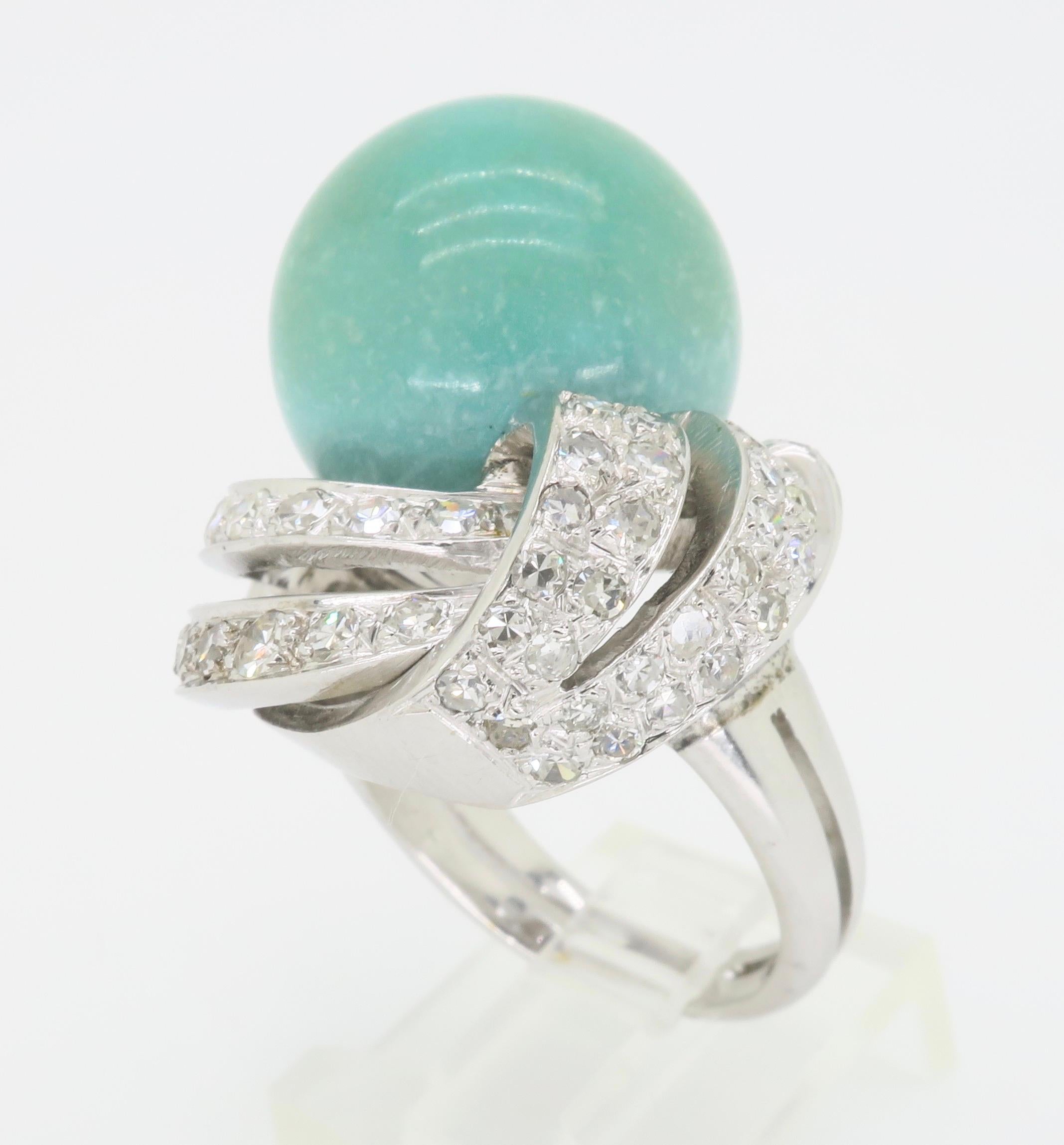 Intricate Chalcedony & Diamond Cocktail Ring For Sale 7