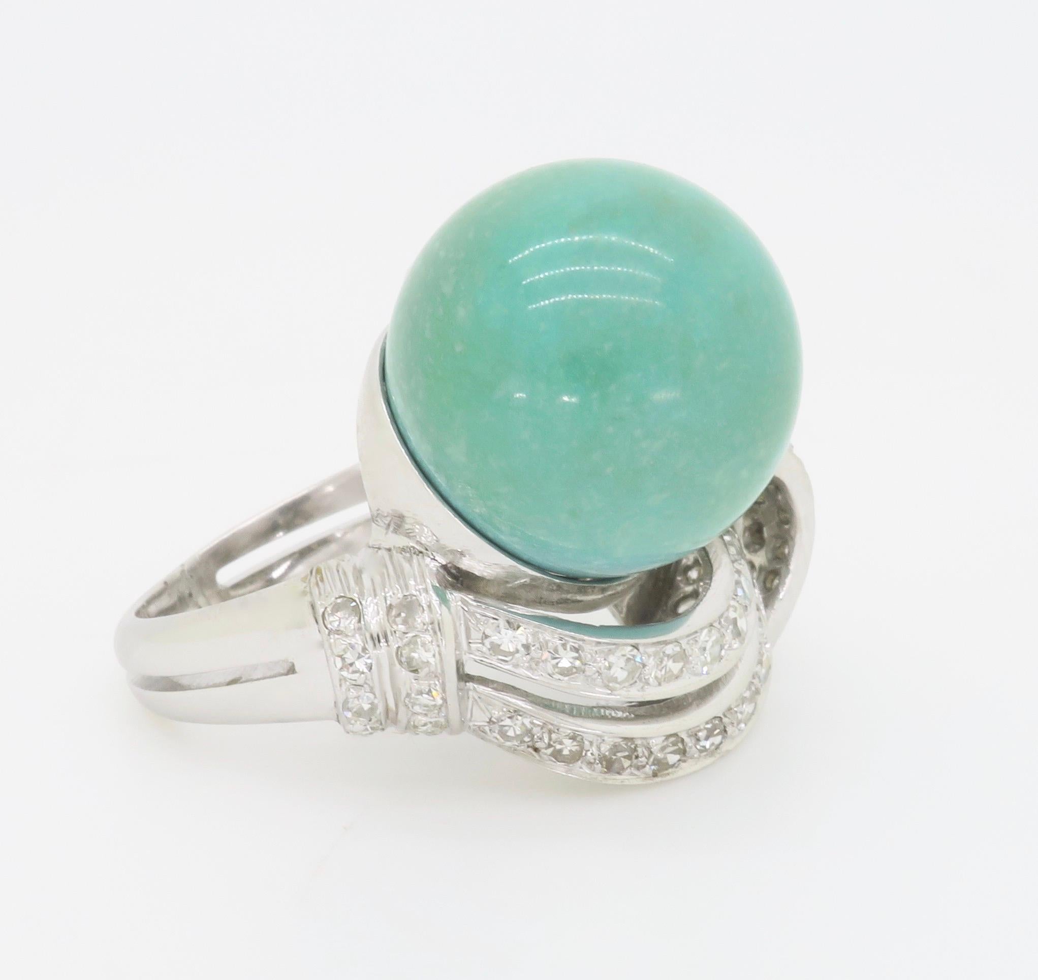Intricate Chalcedony & Diamond Cocktail Ring For Sale 8