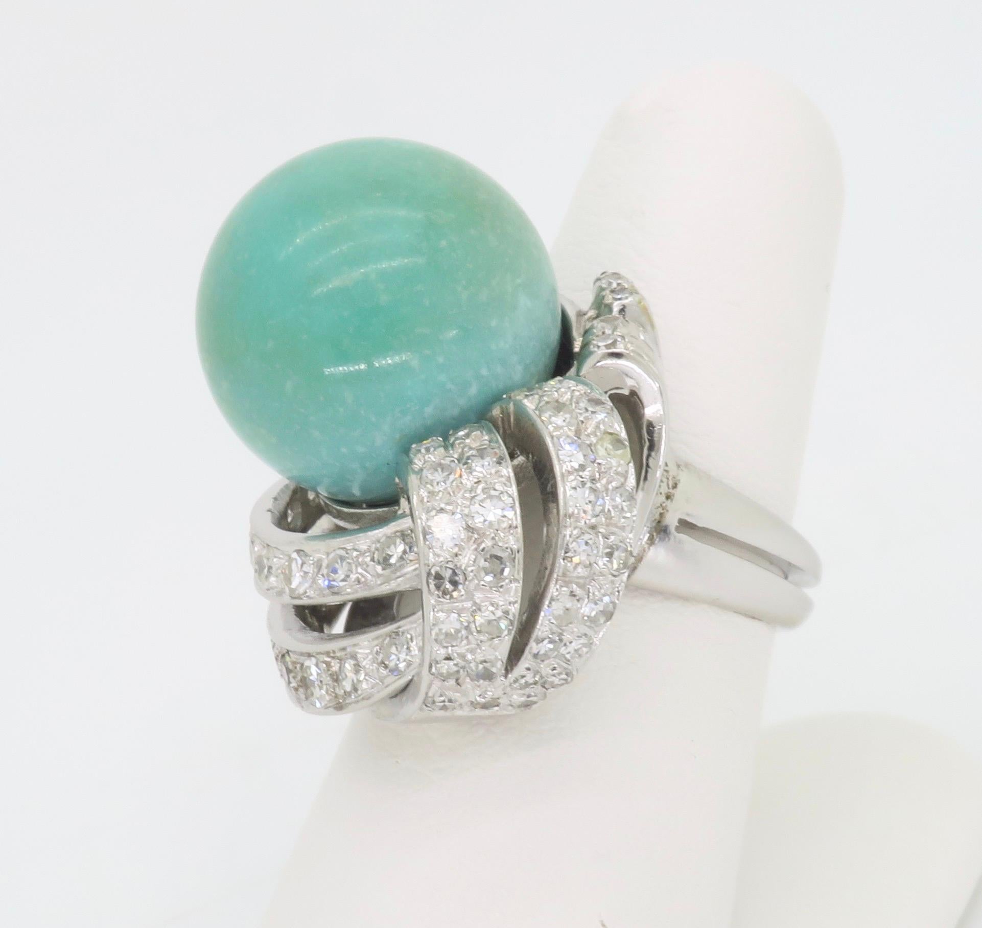 Intricate Chalcedony & Diamond Cocktail Ring For Sale 11