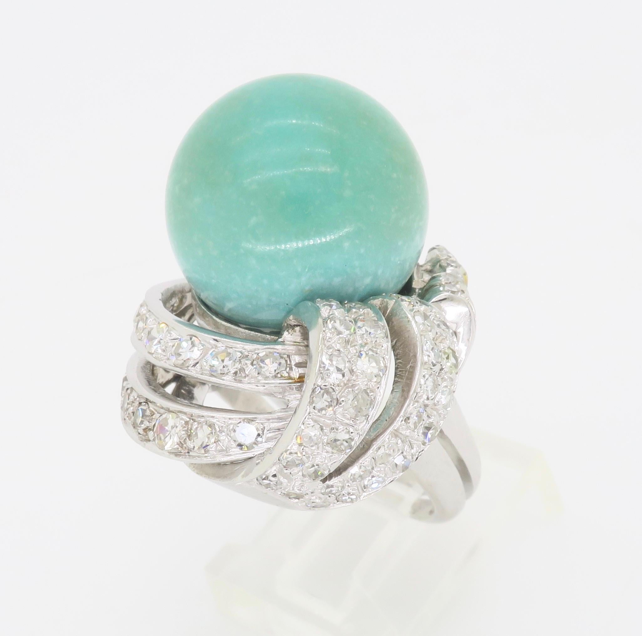 Women's Intricate Chalcedony & Diamond Cocktail Ring For Sale