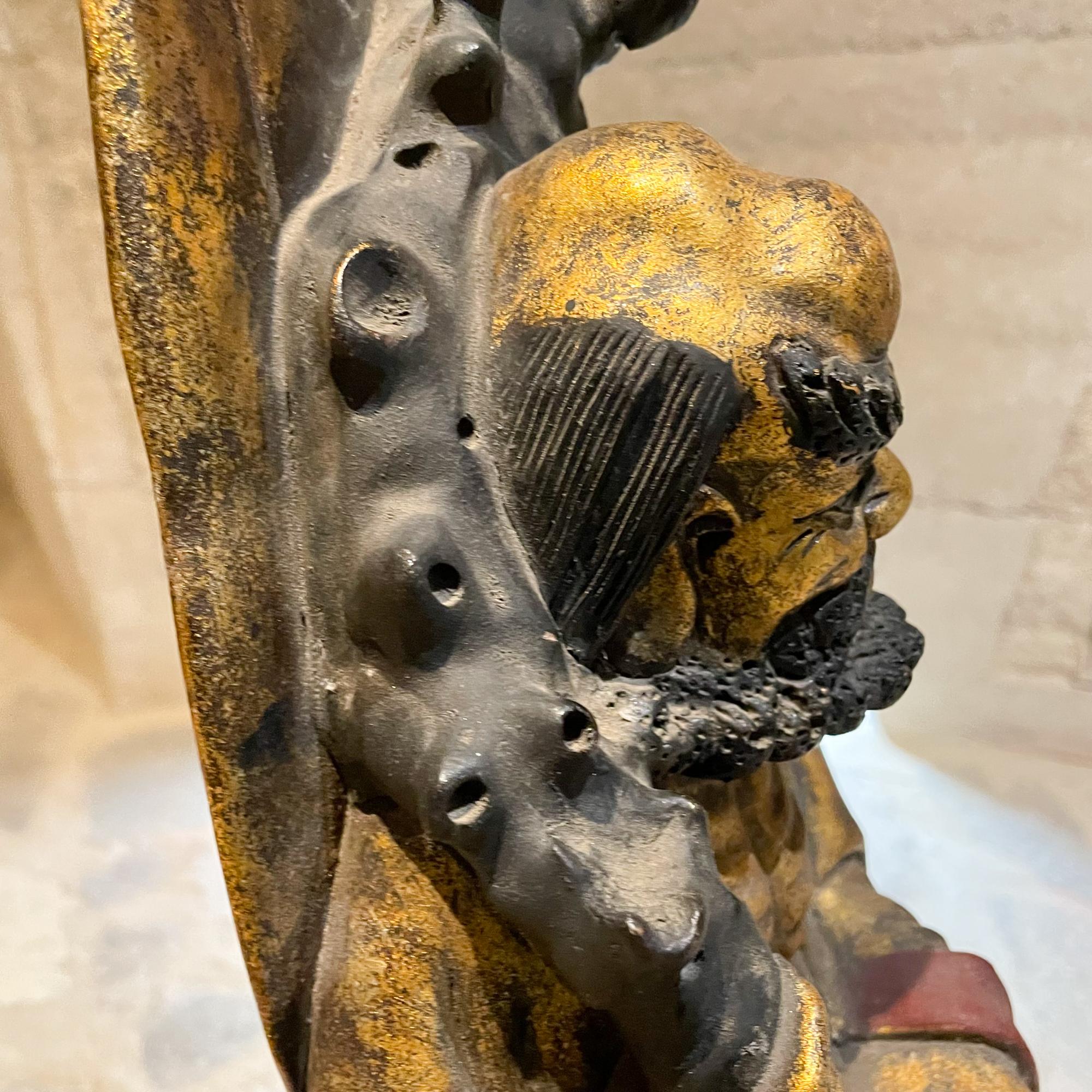 Early 20th Century Chinese Immortal Deity Carved Foo Dog Sculpture For Sale 7
