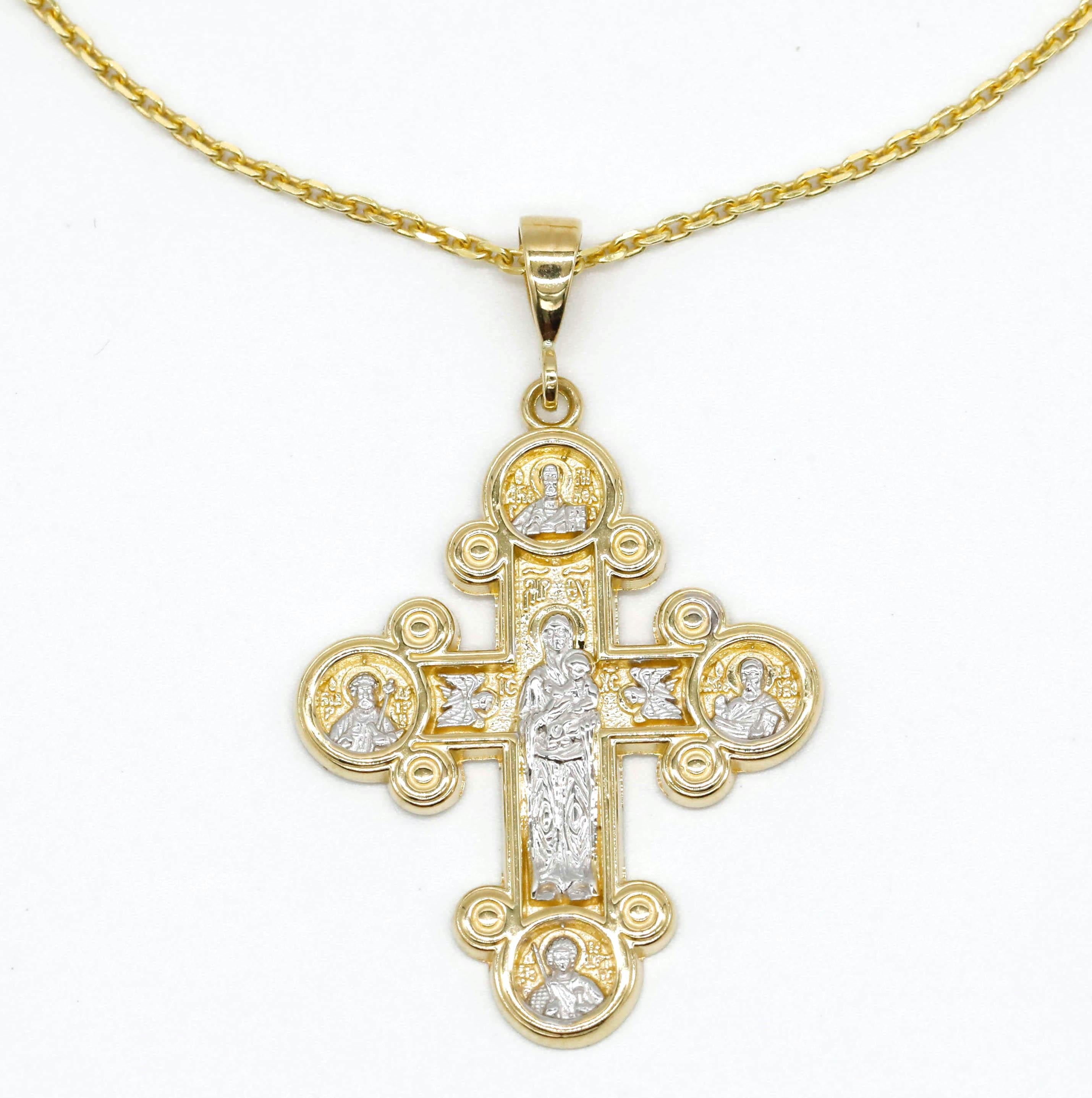 Aufwändiger Kreuzanhänger aus 14 Karat Gelbgold mit Anhänger 2,9 Gramm Massivgold im Zustand „Neu“ im Angebot in New York, NY