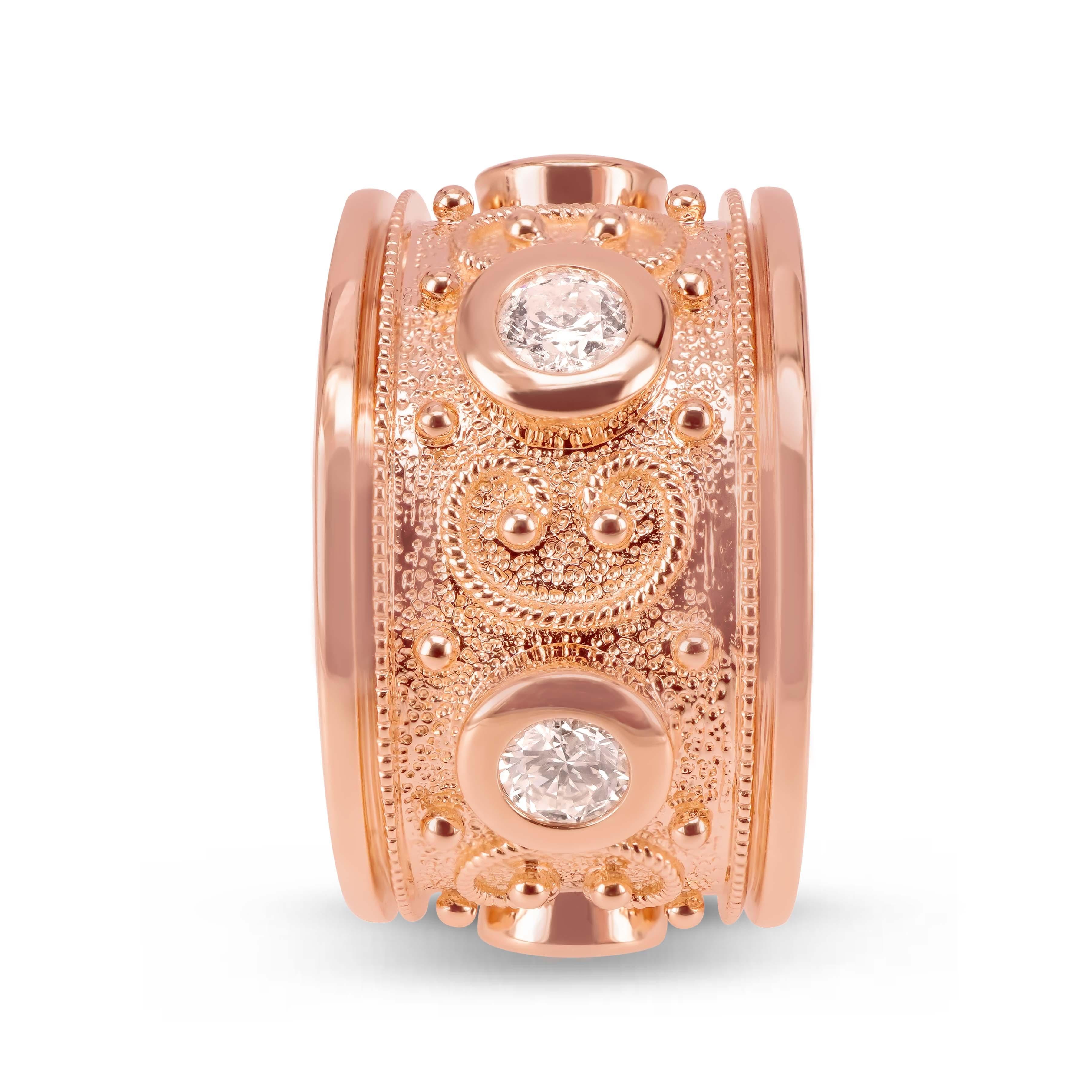 Spektakulärer Ring ''Intricate Design'' Weißer Diamant Schwerer 18K Gold (Rundschliff) im Angebot