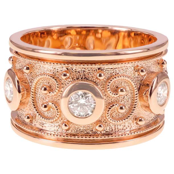 Heavy Design Rings ''Intricate Design'' White Diamond Heavy 18K Gold Spectacular Ring For ...