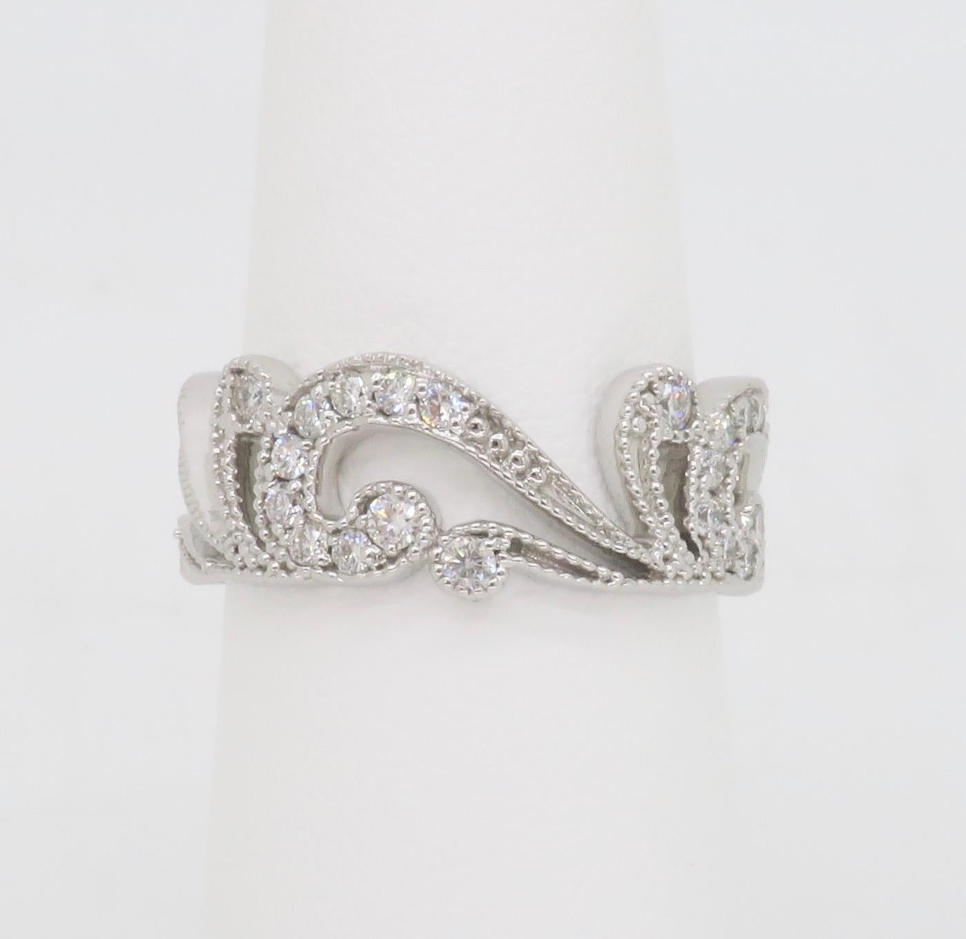 Round Cut Intricate Diamond Band  For Sale