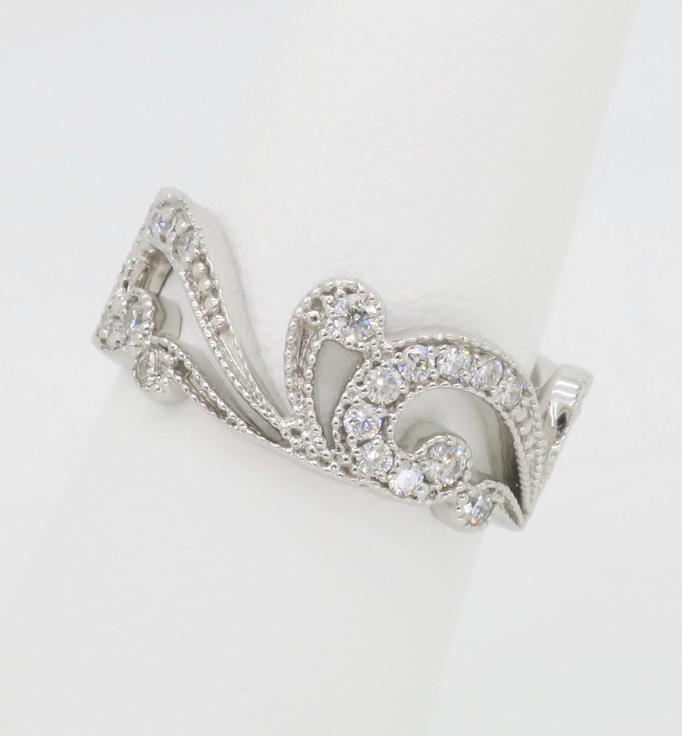 Intricate Diamond Band  In New Condition For Sale In Webster, NY
