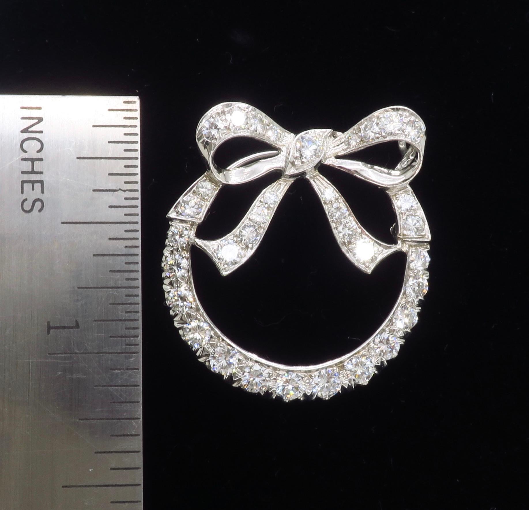 Intricate Diamond Bow Brooch In Excellent Condition For Sale In Webster, NY