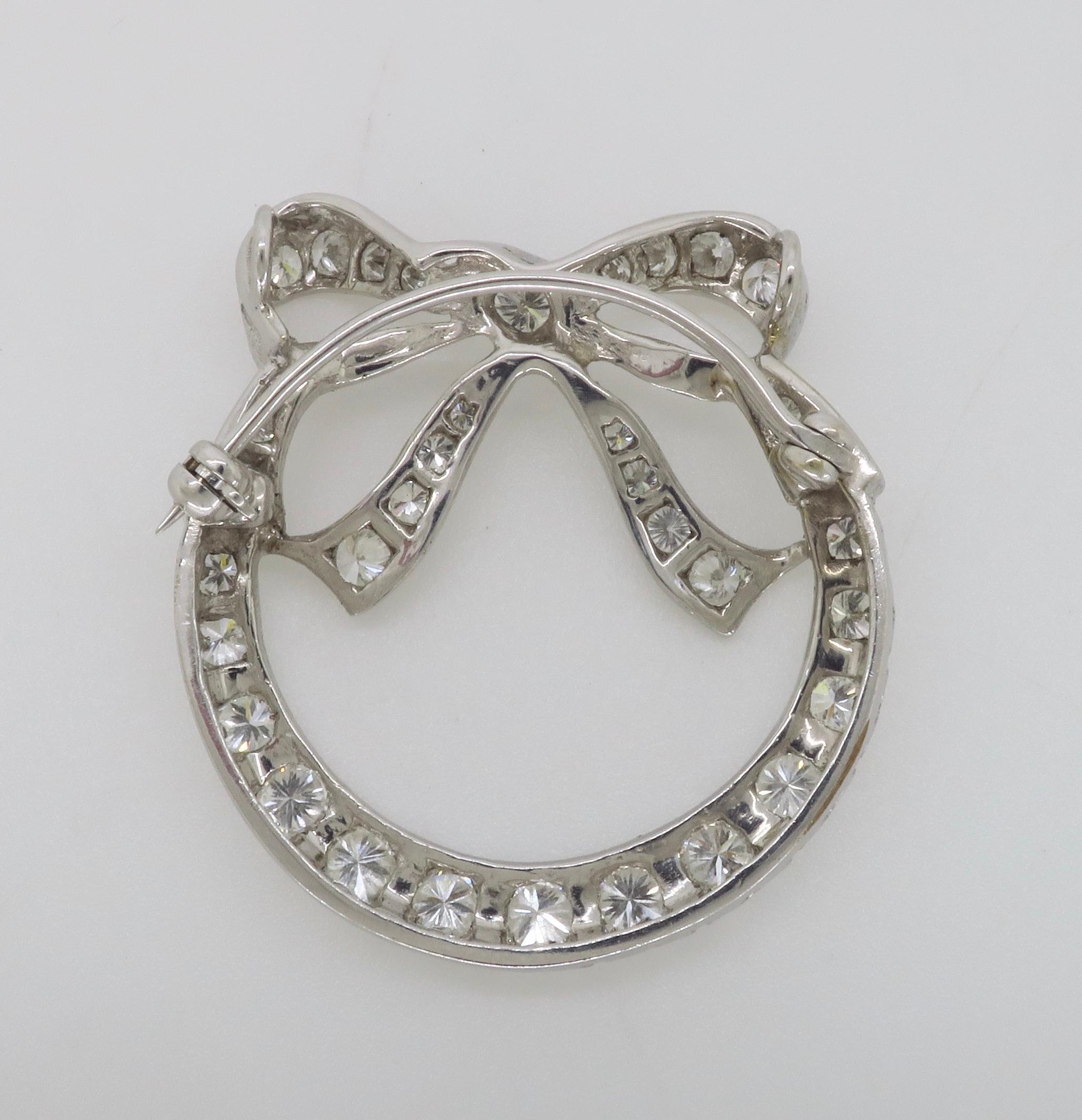 Intricate Diamond Bow Brooch For Sale 1