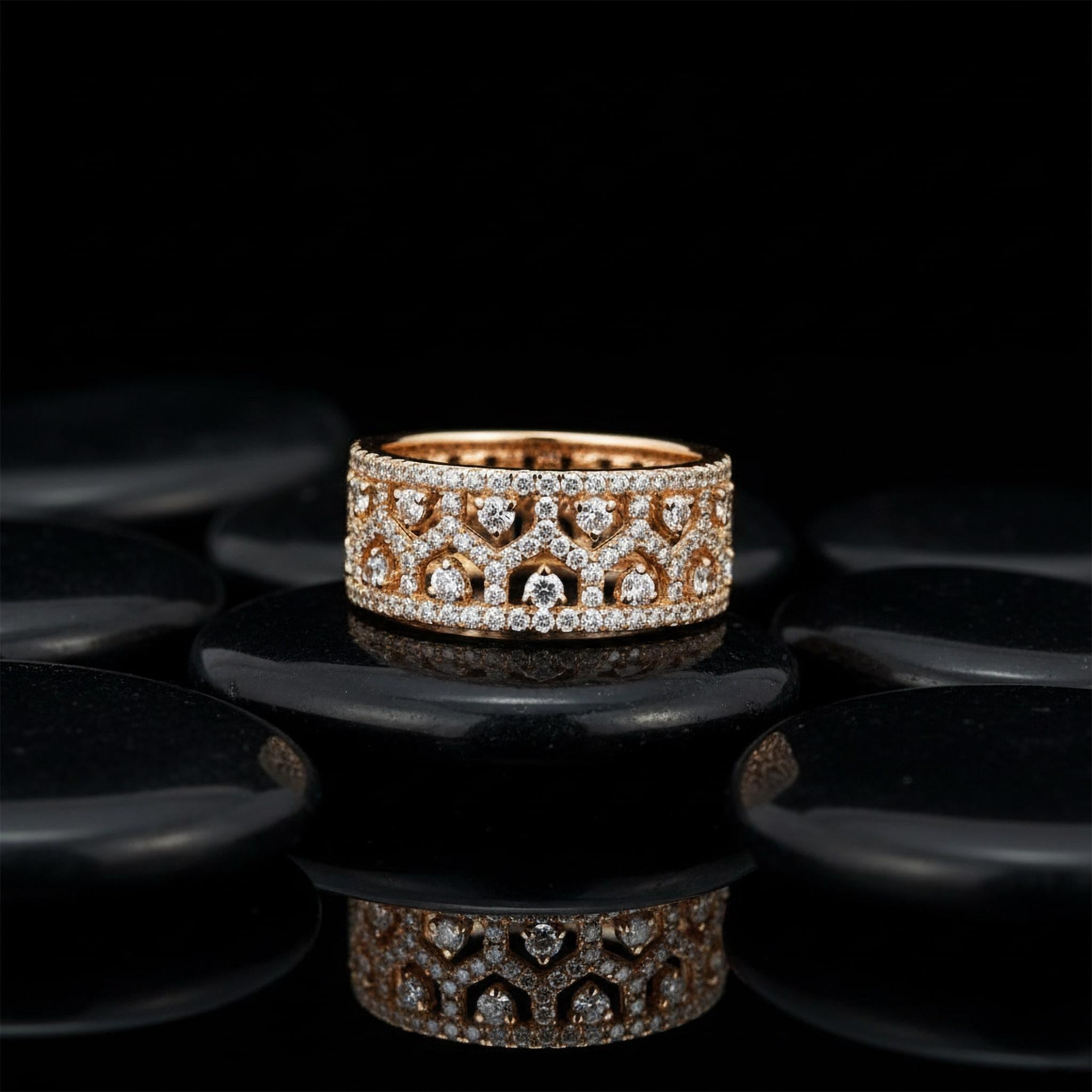 in vendita:  Anello Cigar con diamanti in filigrana intricata in oro giallo 14 carati (o 18 carati su richiesta) 3