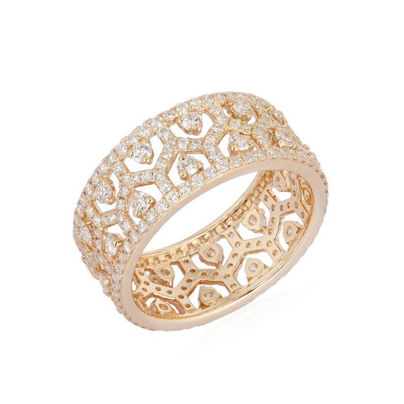 in vendita:  Anello Cigar con diamanti in filigrana intricata in oro giallo 14 carati (o 18 carati su richiesta) 4