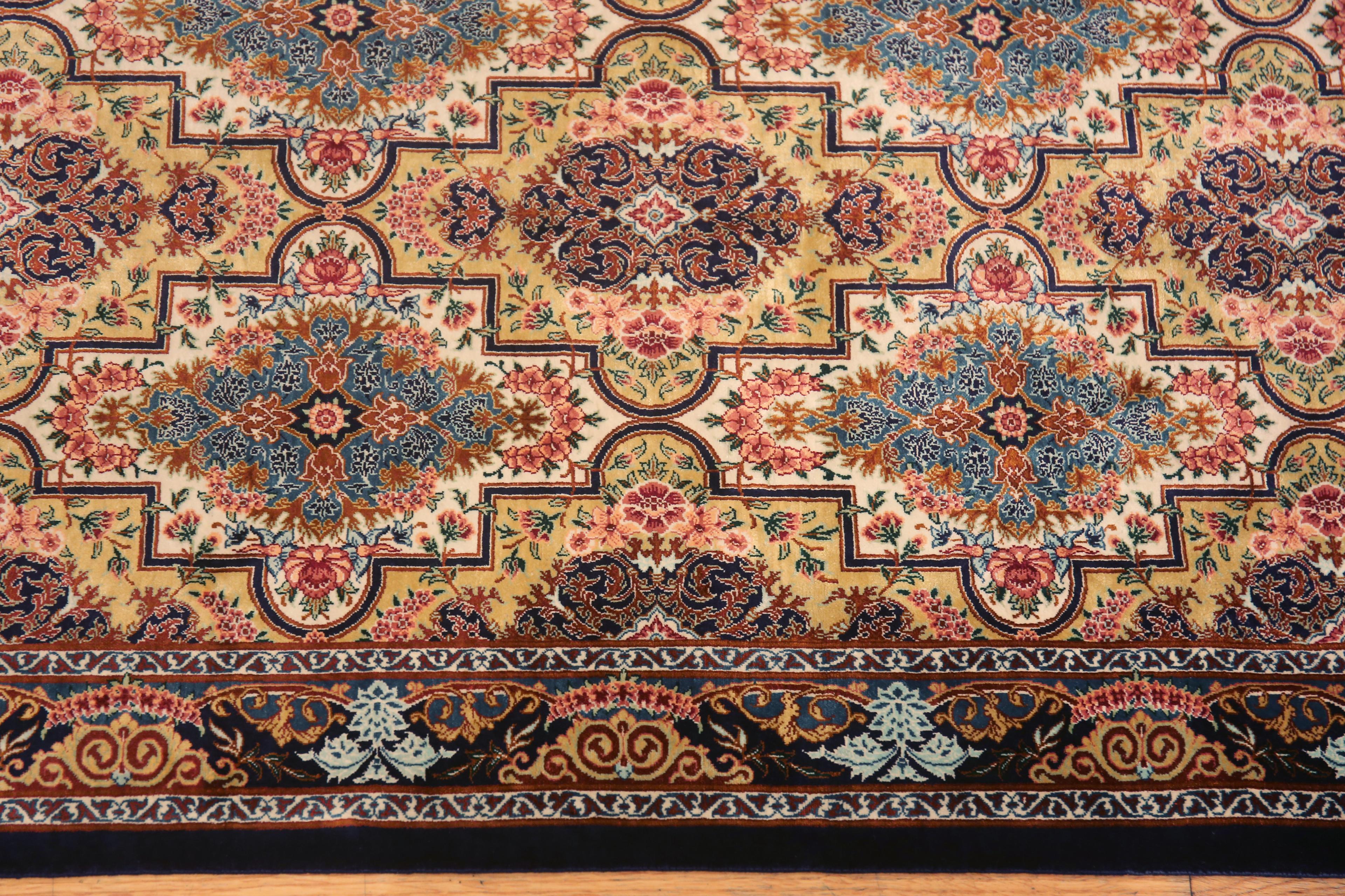 Intricate Fine Luxurious Persian Qum Silk Hallway Runner Rug 2'7