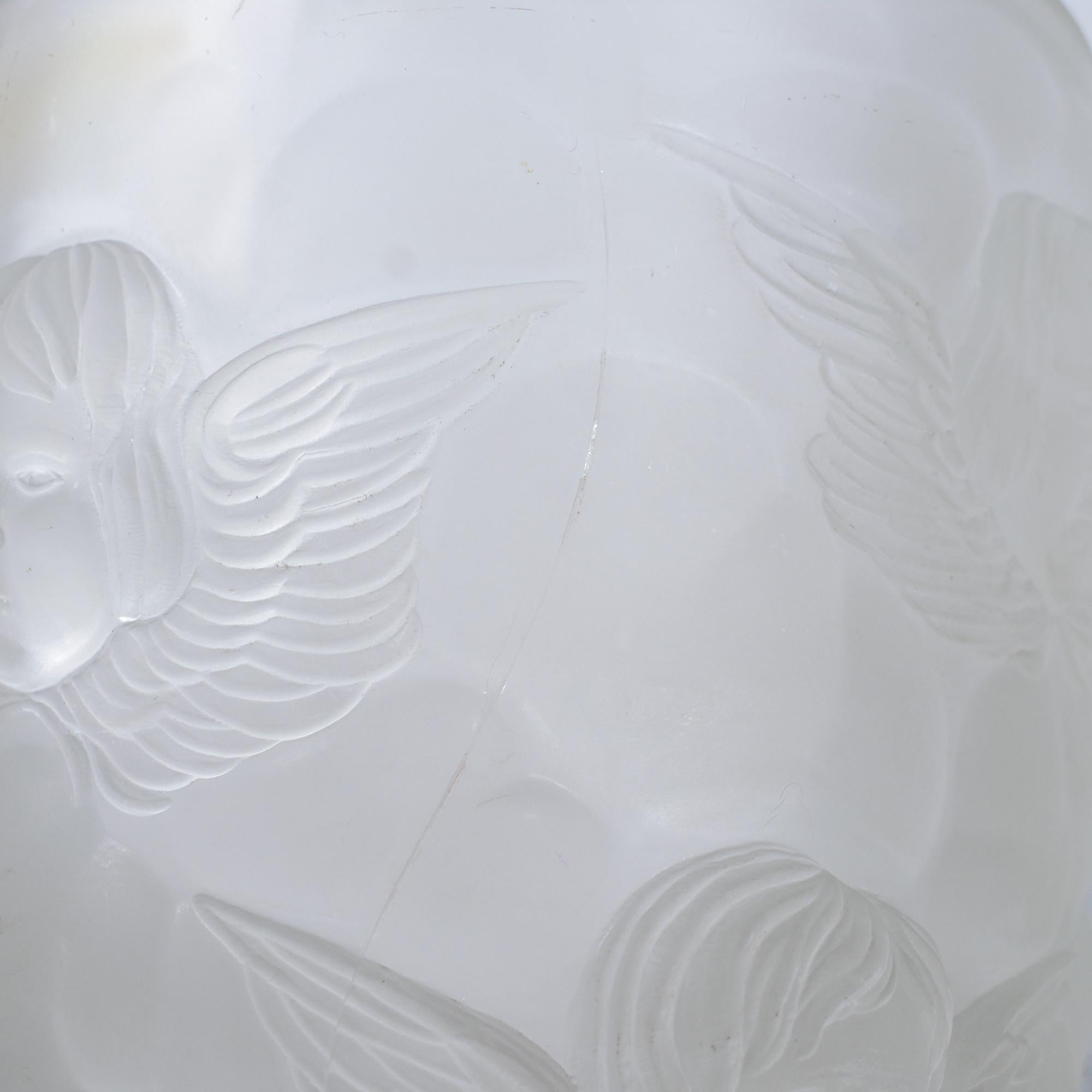 Cherub-Relief Frosted Glass Vase: Artistic Elegance for Home or Collection In Good Condition For Sale In Los Angeles, CA