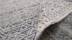 Intricate Geometric Lattice Pattern Gray and Ivory Wool Rug 14'2''x19'8''