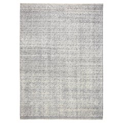 Intricate Geometric Lattice Pattern Gray and Ivory Wool Rug 14'2''x19'8''