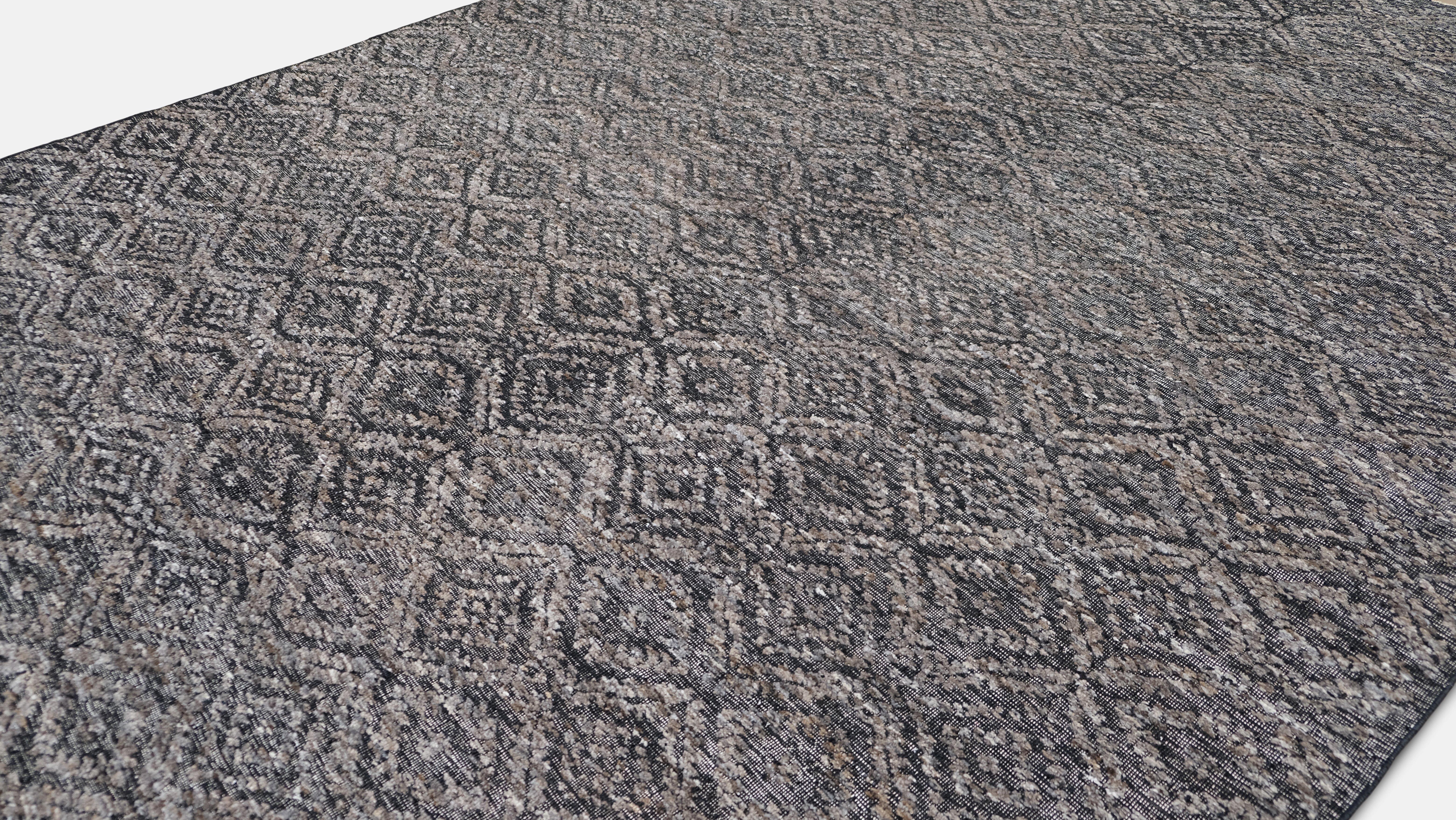 Afghan Tapis en laine à motif géométrique complexe et à texture forte 9'4''x11'11'' en vente