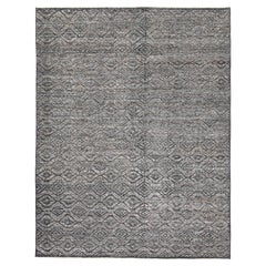 Intricate Geometric Pattern with a High-Low Texture Wool Rug 9'4''x11'11''