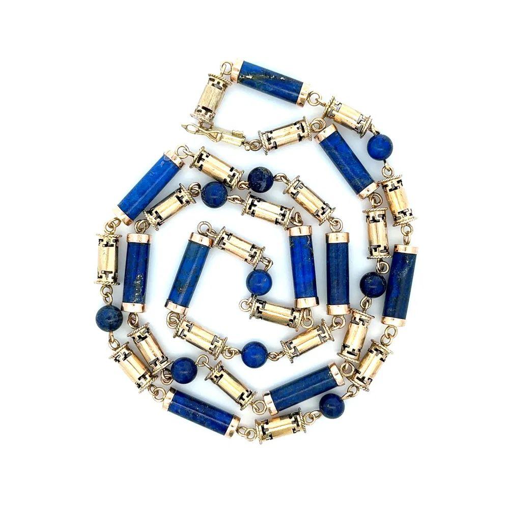 Collier à maillons en Lapis et Barres d'or complexes The Modernity Excellent état - En vente à Montreal, QC