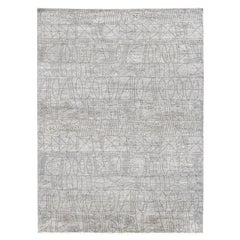 Intricate Grey Abstract Geometric Patterned Wool Rug 9'x12'