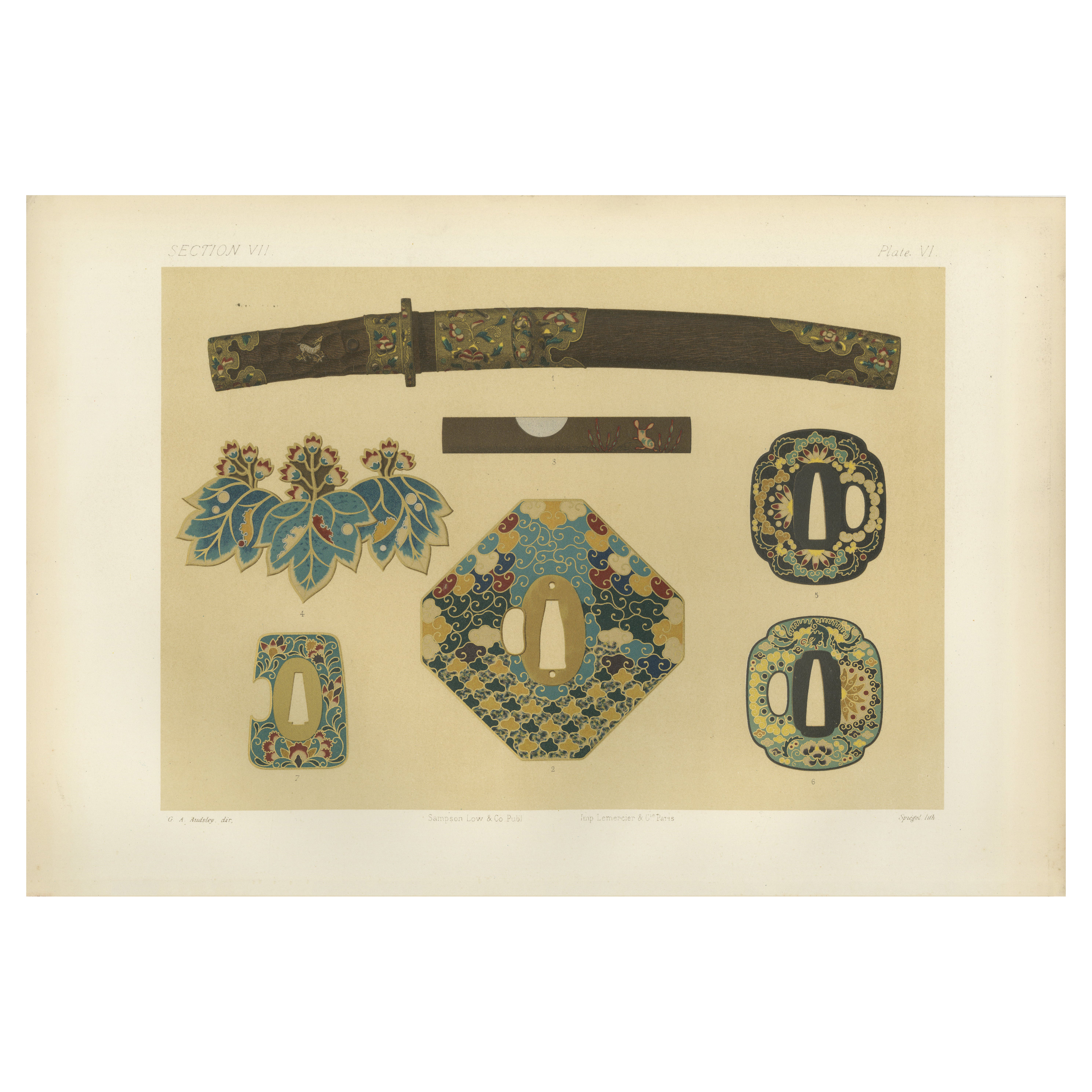 Intricate Japanese Sword Fittings and Ornaments, Japanese Art by Audsley, 1884