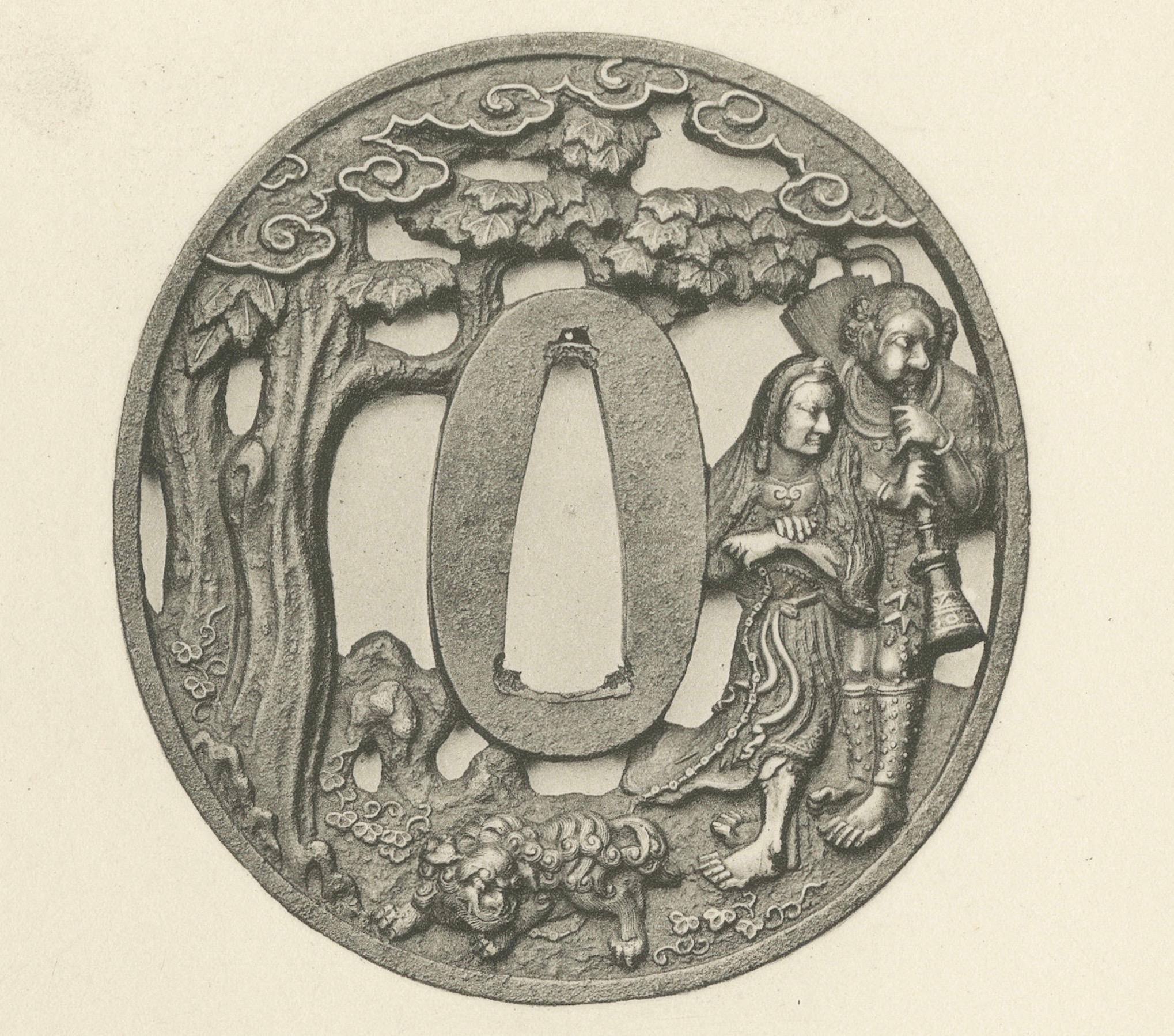 Intricate Japanese Sword Guards – Heliograph from Audsley’s Japanese Art, 1884 In Good Condition For Sale In Langweer, NL