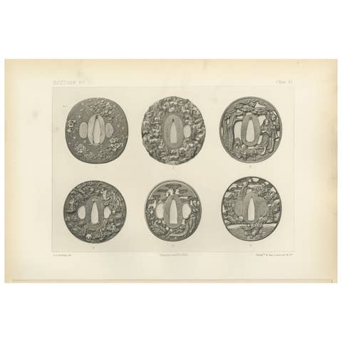 Intricate Japanese Sword Guards – Heliograph from Audsley’s Japanese Art, 1884