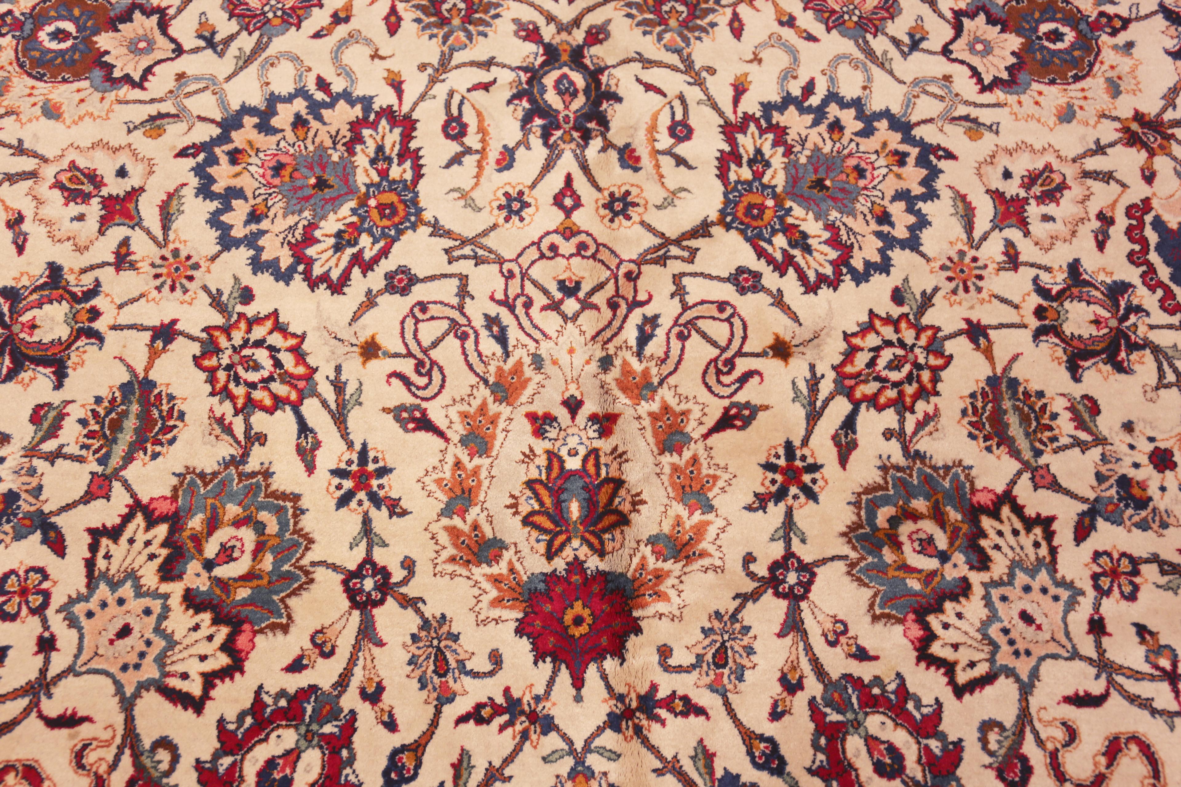 Intricate Large Vintage Persian Kashan Floral Rug 11'6