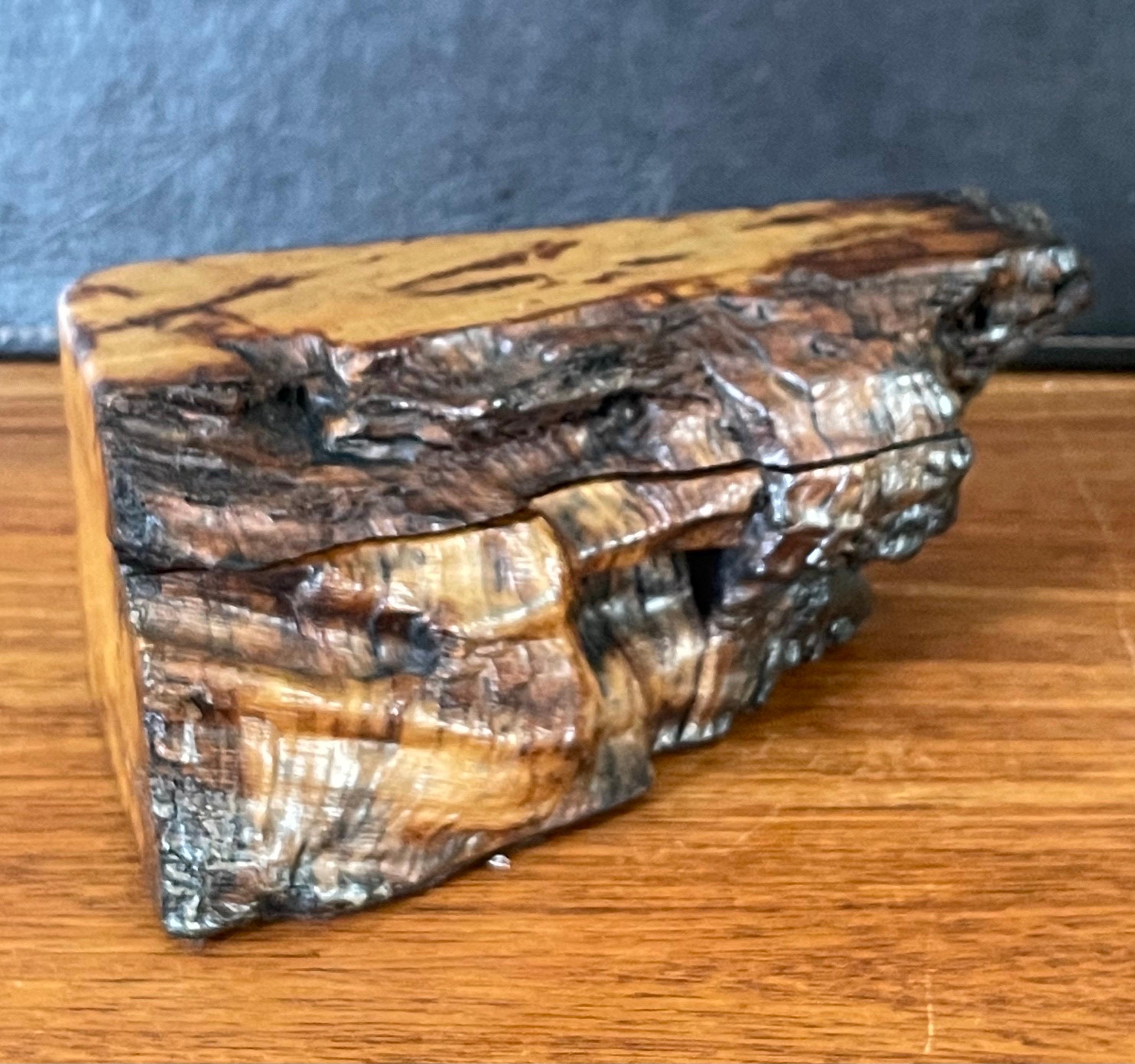 Organic Modern Intricate Live Edge Burl Wood Trinket Box