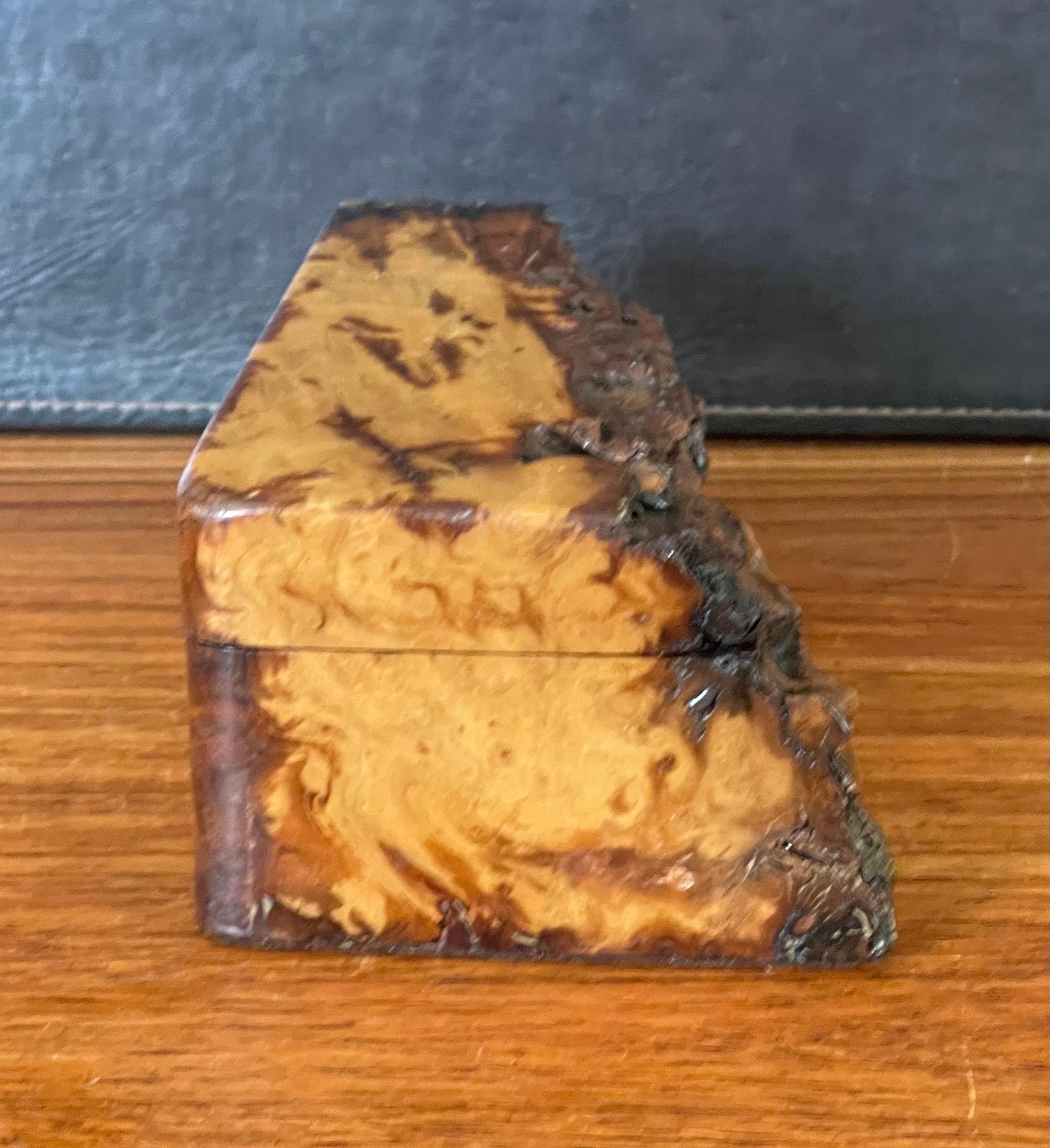 Intricate Live Edge Burl Wood Trinket Box 1