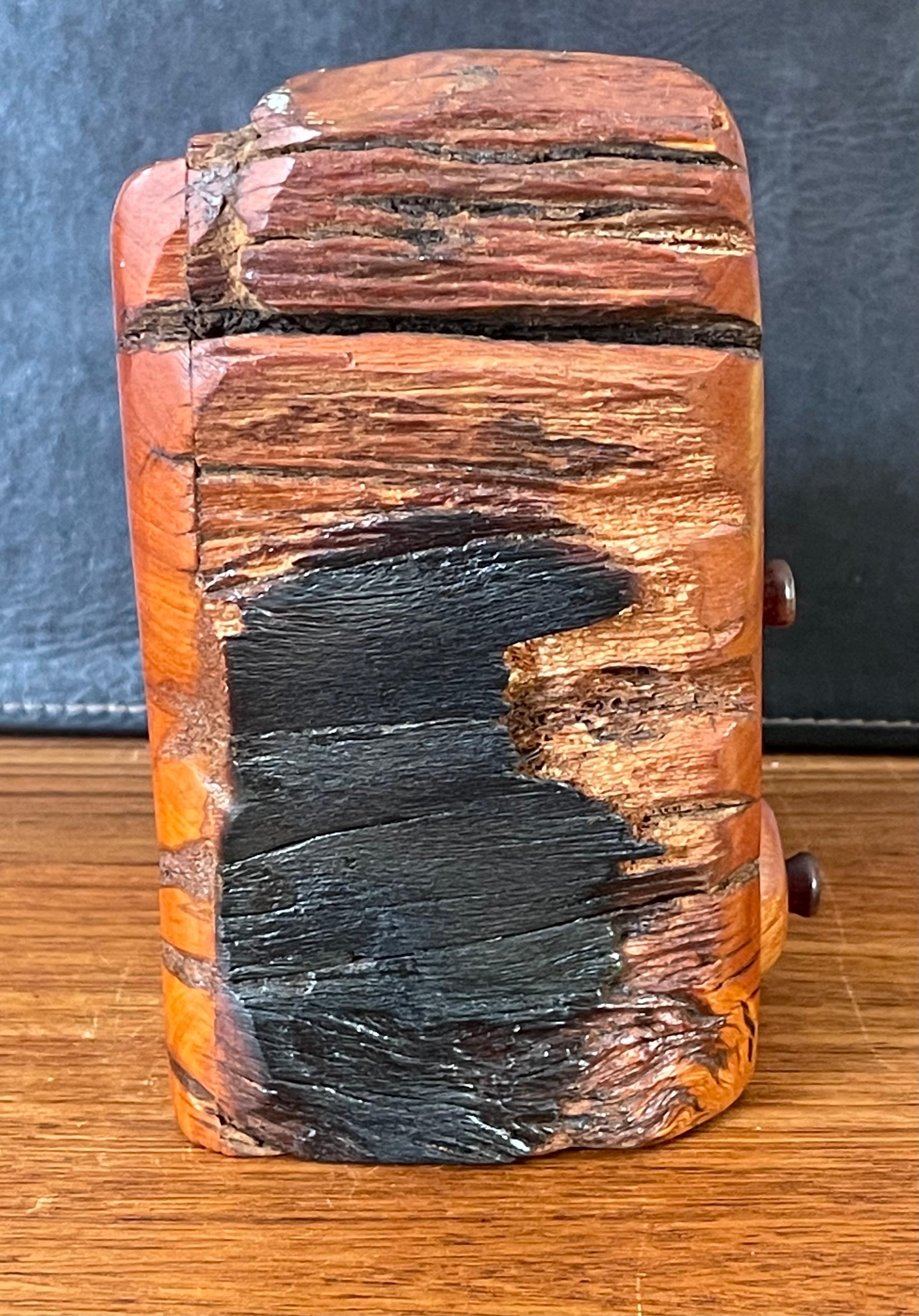 Intricate Live Edge Redwood Burl Trinket Box In Good Condition For Sale In San Diego, CA