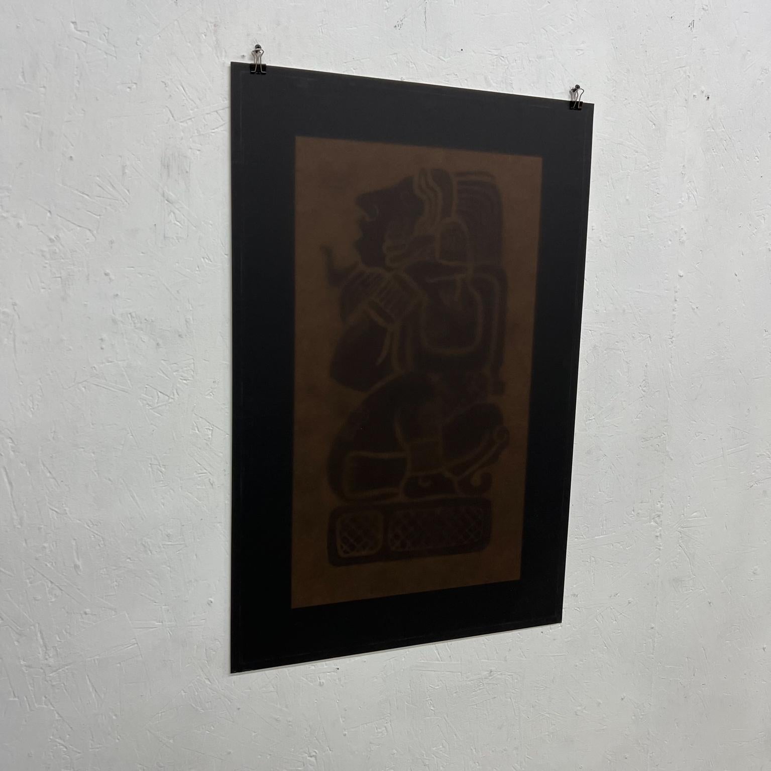 Mid-Century Modern Intricate Mayan Revival Art Vintage Black Photograph Poster en vente